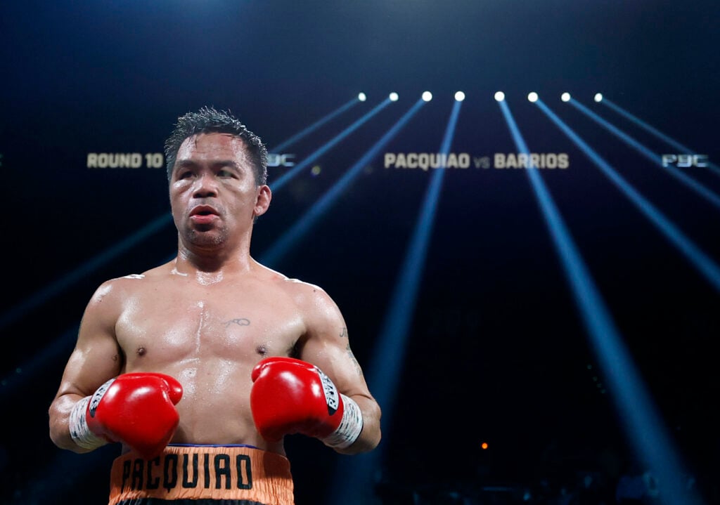Manny Pacquiao in ring vs Mario Barrios