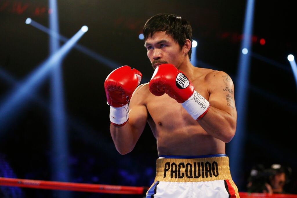 Manny Pacquiao during his third fight with Tim Bradley