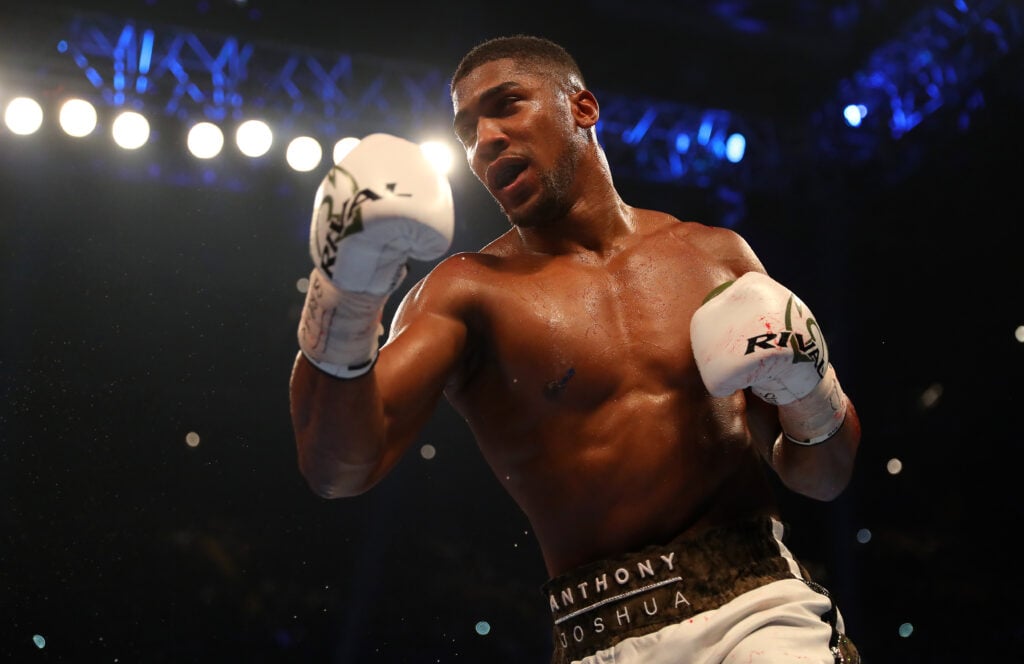Anthony Joshua during his fight with Carlos Takam