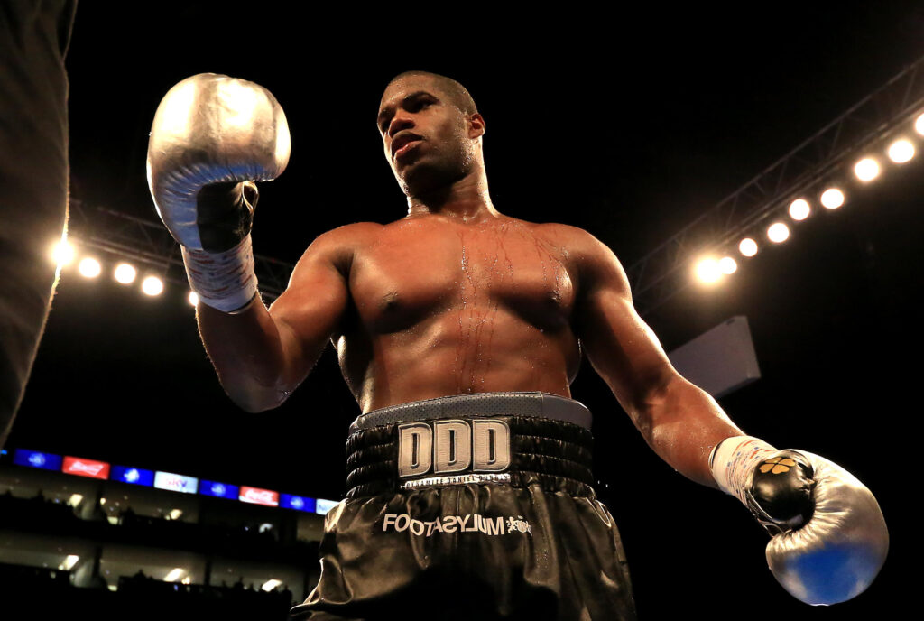 Daniel Dubois celebrates defeating Tom Little