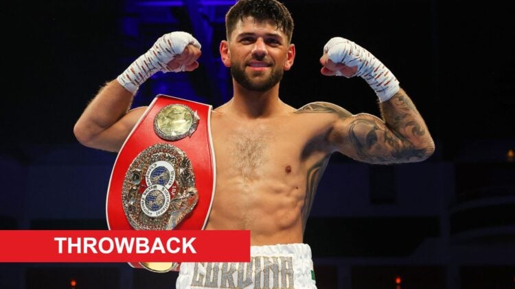 Joe Cordina celebrates defeating Kenichi Ogawa with throwback label