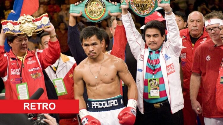 Manny Pacquiao ahead of his fight with David Diaz with retro label