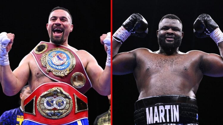 Split image of Joseph Parker and Martin Bakole celebrating wins