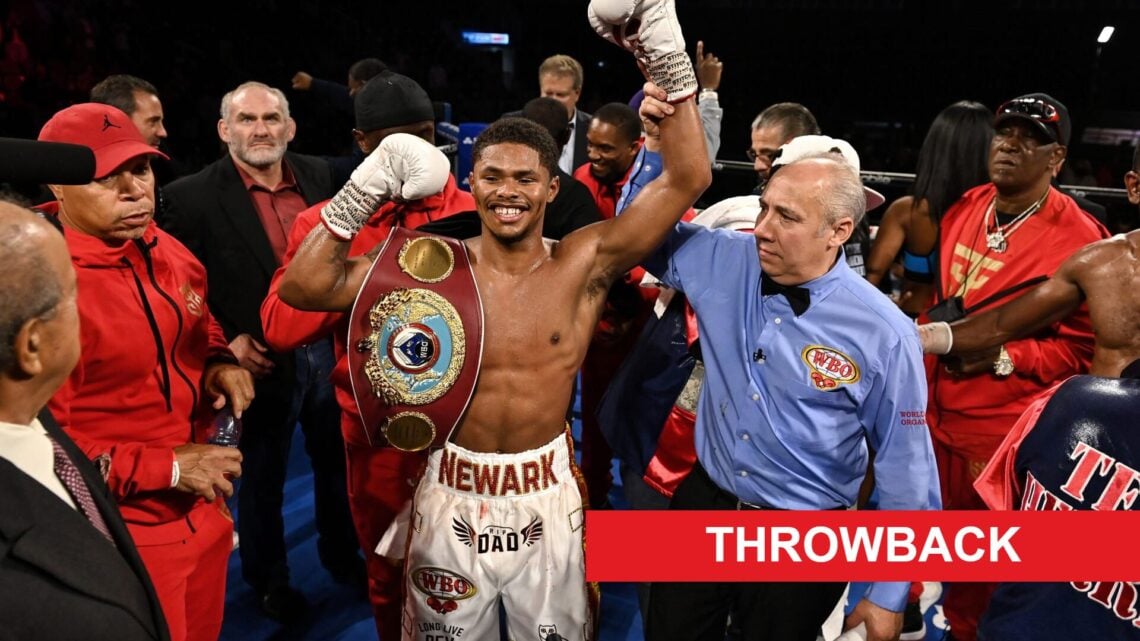 Shakur Stevenson celebrates defeating Jamel Herring with throwback label