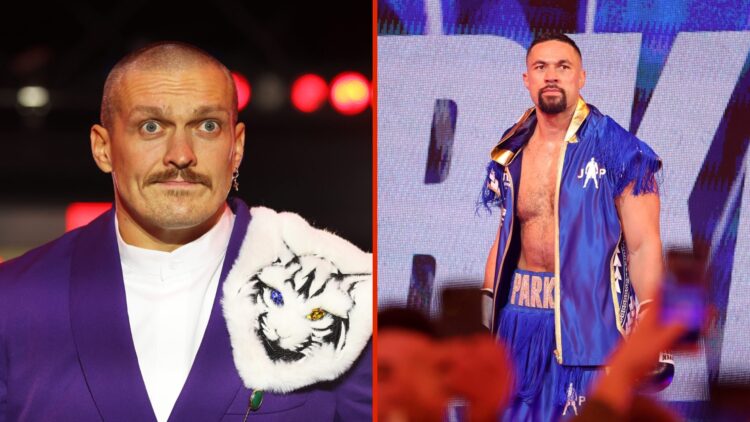 Split image of Oleksandr Usyk and Jospeh Parker