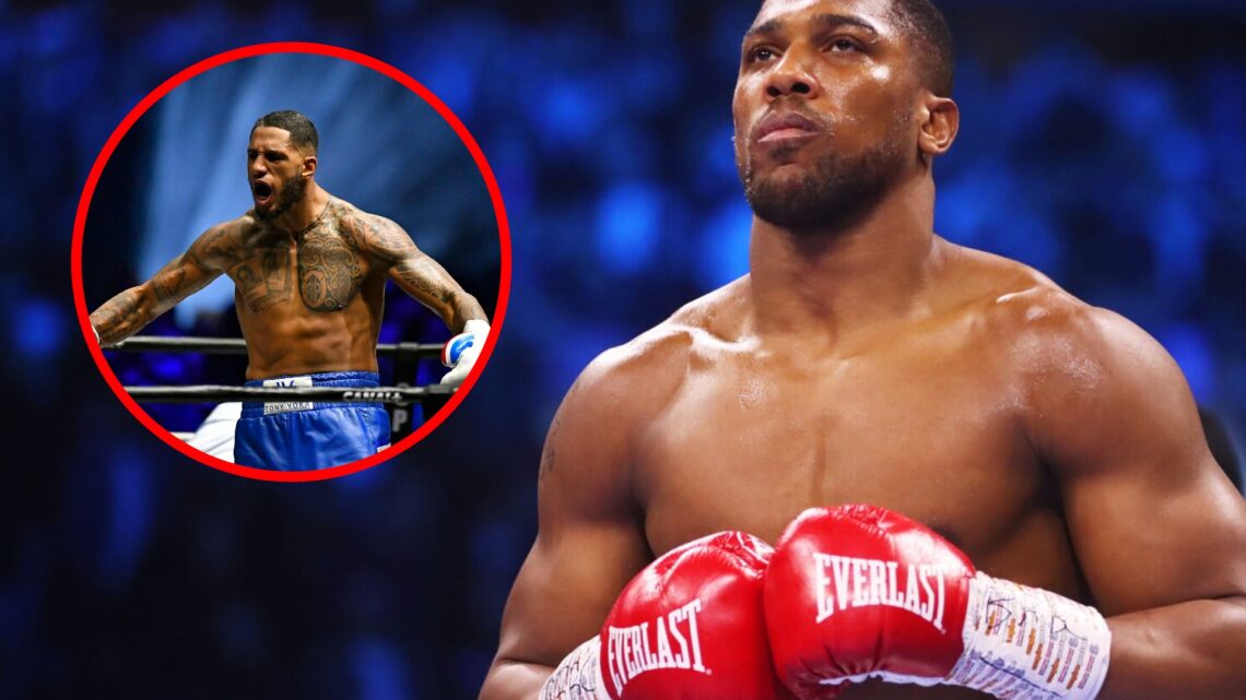 Anthony Joshua in the ring ahead of his fight with Jermaine Franklin inset with Tony Yoka celebrating his win over Johann Duhaupas