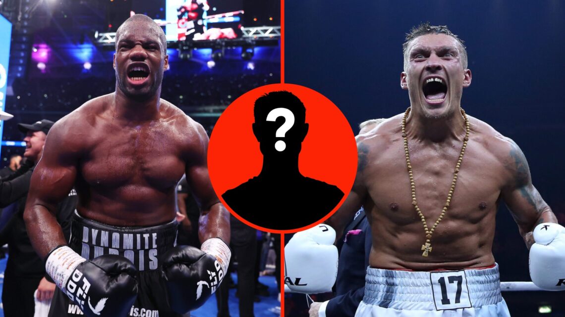 Daniel Dubois celebrates in the ring after beating Anthony Joshua at Wembley Stadium and Oleksandr Usyk celebrates in the ring after defeating Marc...