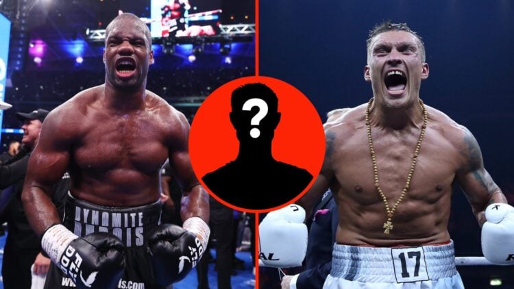 Daniel Dubois celebrates in the ring after beating Anthony Joshua at Wembley Stadium and Oleksandr Usyk celebrates in the ring after defeating Marc...