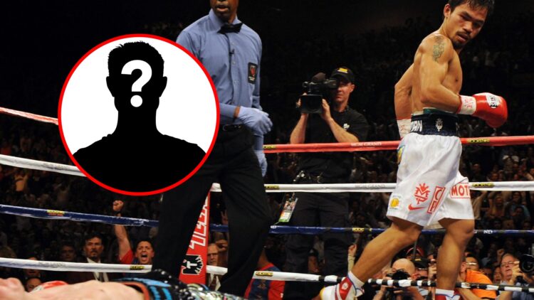 Manny Pacquiao runs away after KOing Ricky Hatton with inset of mystery silhouette