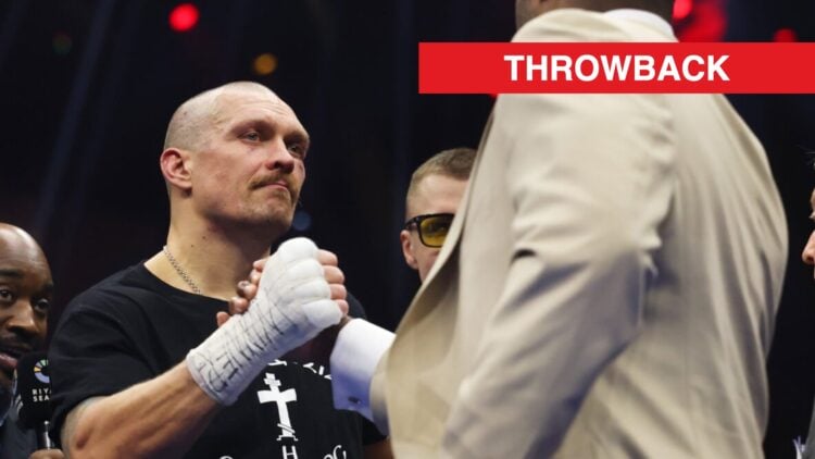 Oleksandr Usyk shaking hands with Daniel Dubois after his win over Tyson Fury