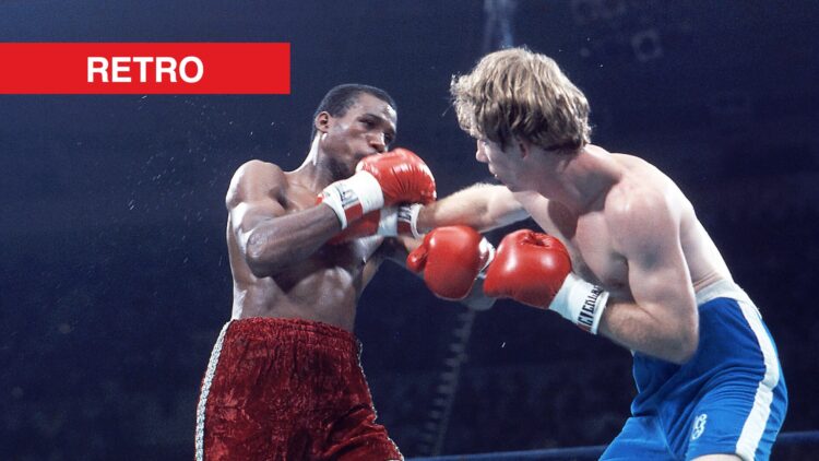 Alfredo Escalera receiving punch with retro label.