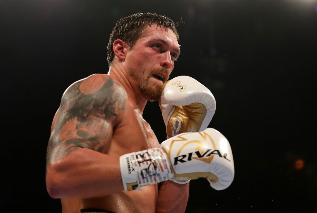 Oleksandr Usyk in the ring during his undisputed cruiserweight title fight with Tony Bellew in 2018