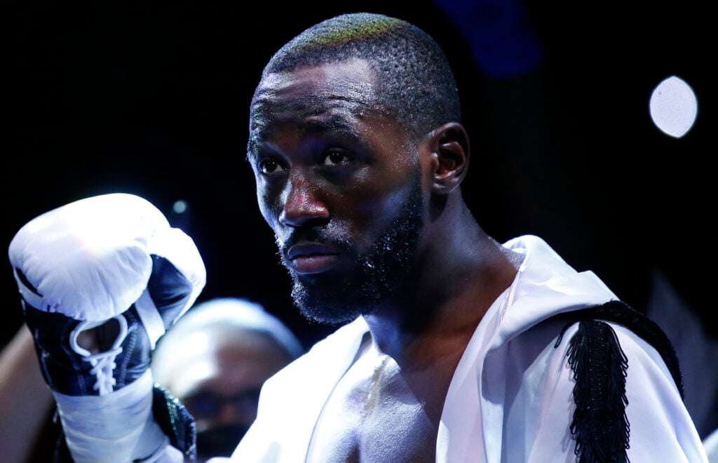Terence Crawford in the ring ahead of his WBO welterweight title fight with Shawn Porter in November, 2021