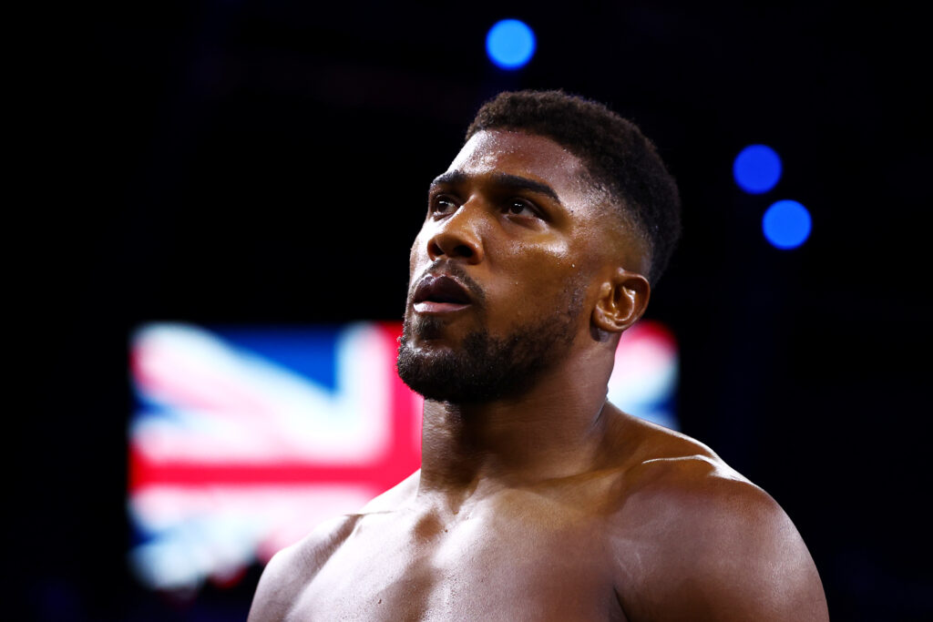 Anthony Joshua in the ring ahead of his heavyweight title fight with Oleksandr in August, 2022