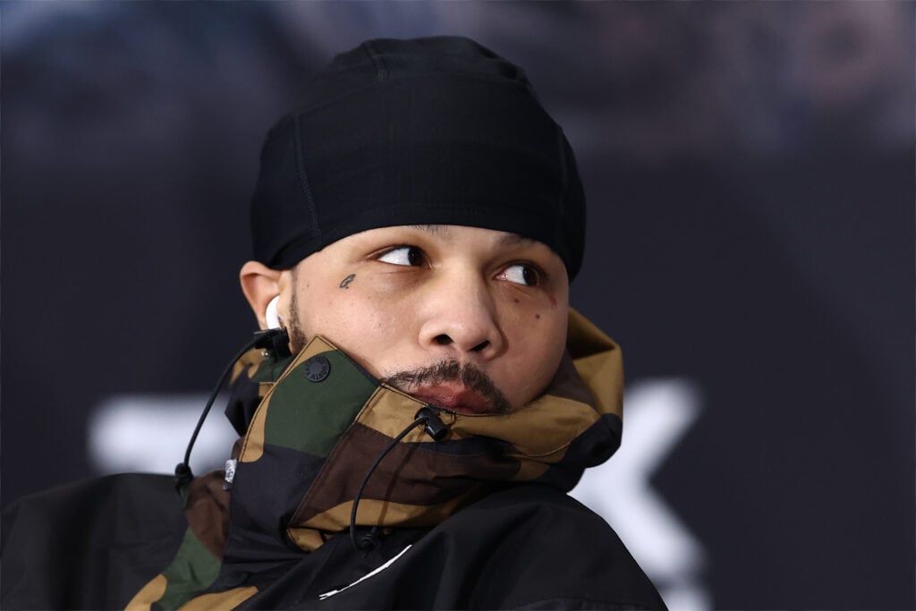 Gervonta Davis attends a pre-fight press conference ahead of his fight with Lamont Roach in December, 2024