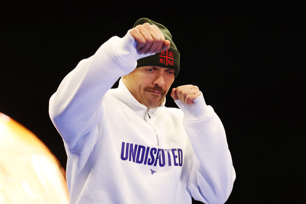 Oleksandr Usyk attends the open workouts ahead of his undisputed heavyweight title rematch with Tyson Fury