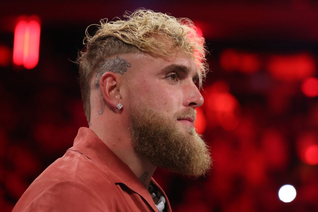 Jake Paul looks on during Katie Taylor's fight with Amanda Serrano at Madison Square Garden in July, 2025