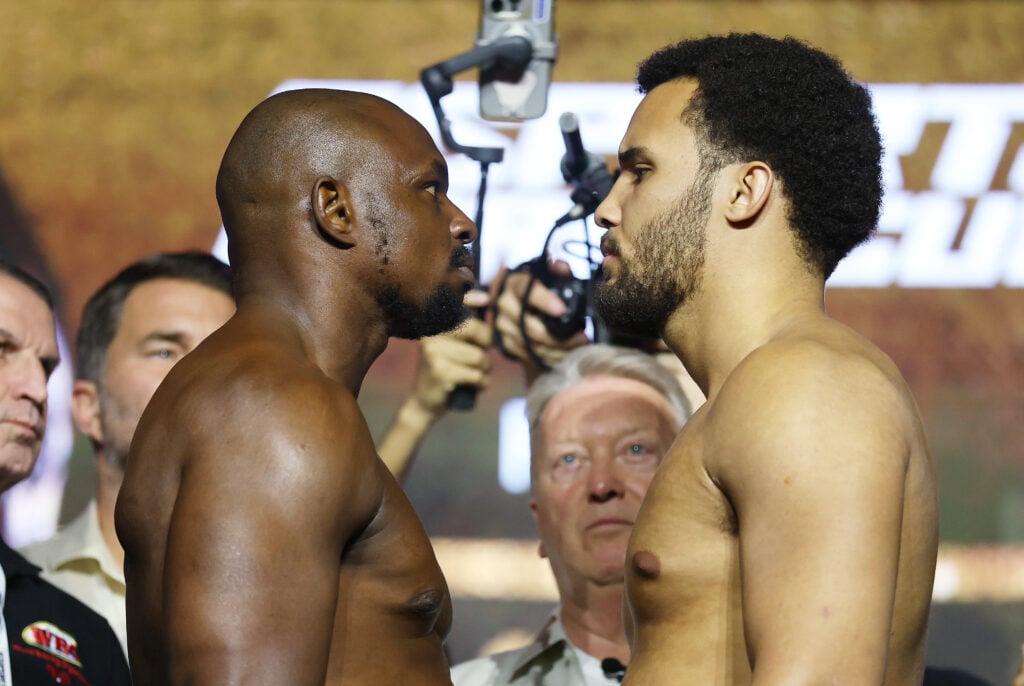 Dillian Whyte and Moses Itauma face off after weigh in