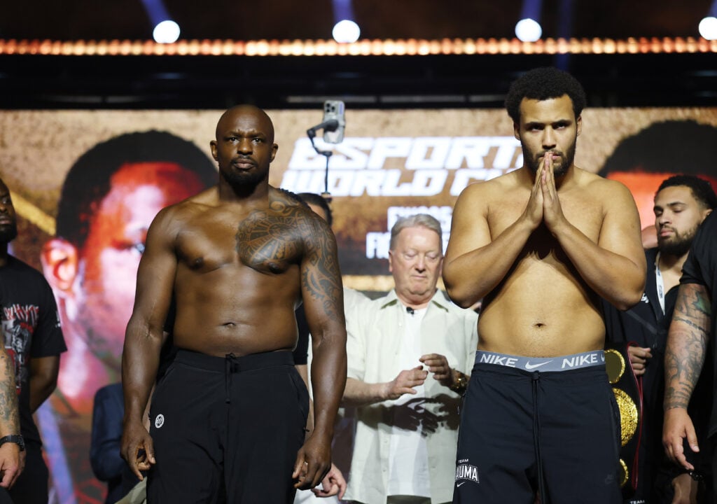 Dillian Whyte and Moses Itauma at the weigh-in
