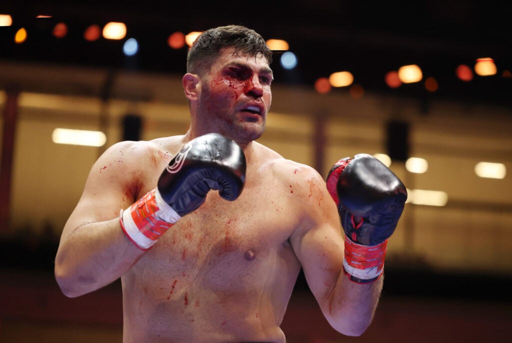 Filip Hrgovic with bloody eye in his fight against David Adeleye