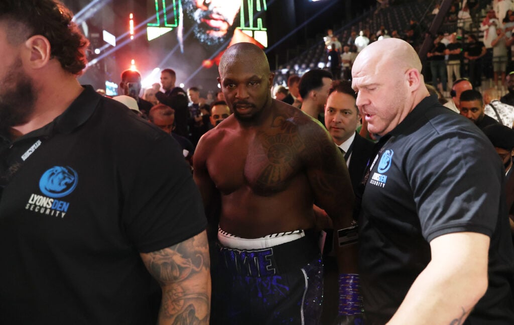 Dillian Whyte leaves the ring after KO loss to Moses Itauma