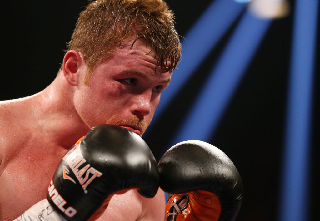 Canelo Alvarez in the ring during his fight with Erislandy Lara in 2014.