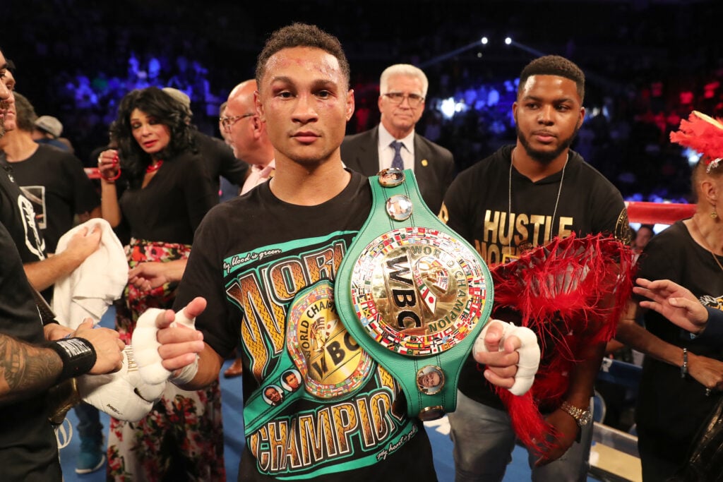 Regis Prograis celebrates defeating Juan Jose Velasco