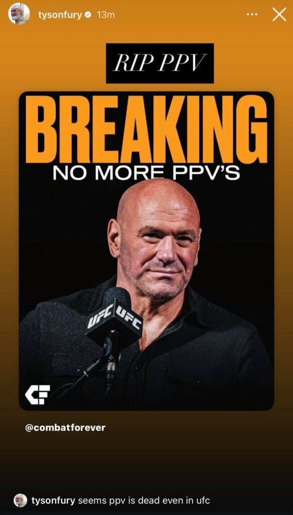Tyson Fury reacts to Dana White's announcement of the new UFC deal with Paramount and CBS