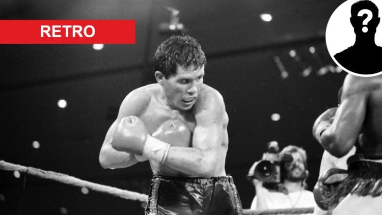 Julio Cesar Chavez boxing Frankie Mitchell with hidden identity and retro label