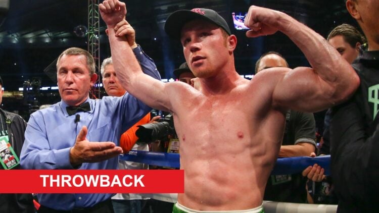 Canelo Alvarez celebrates in the ring after his knockout win over James Kirkland in May, 2015.
