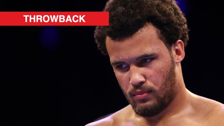 Moses Itauma looks down ahead of his fight with Kostiantyn Dovbyshchenko