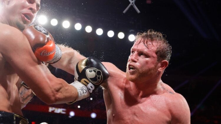 Canelo punches Edgar Berlanga in the face