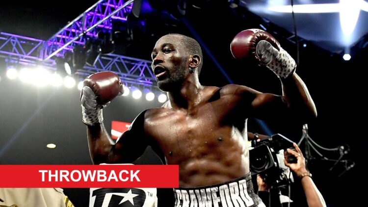 Terence Crawford celebrates his WBO welterweight title fight win over Jeff Horn in 2018