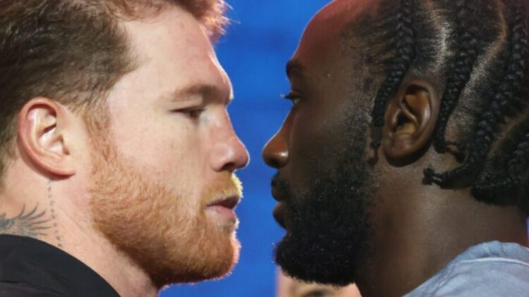 Canelo and Terence Crawford face off close-up