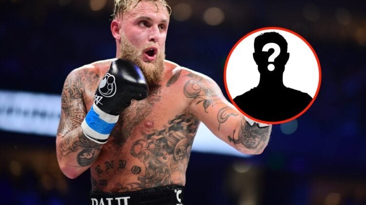 Center: Jake Paul in the ring during his fight with Mike Perry Insert: Mystery Fighter