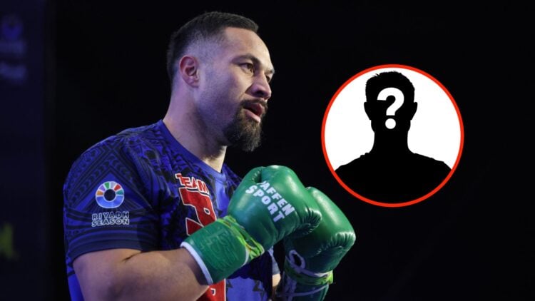 Center: Joseph Parker during the open workouts ahead of his scheduled fight with Daniel Dubois in February, 2025 Insert: Mystery Fighter