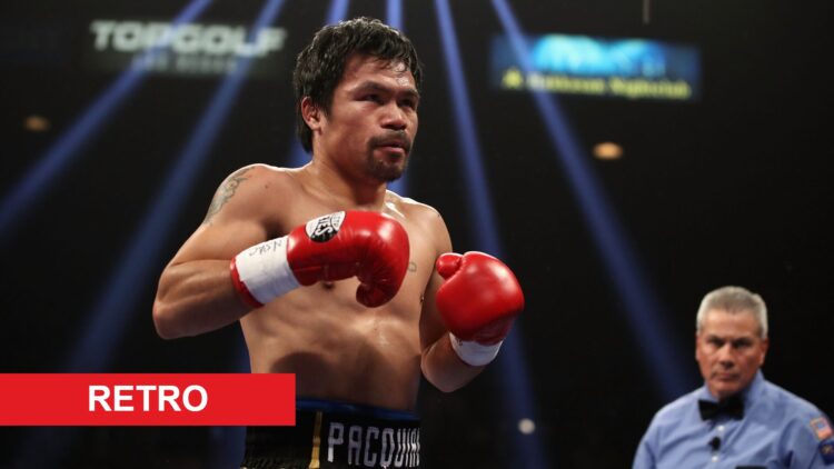 Manny Pacquiao in the ring during his WBA welterweight title fight with Adrien Broner in January, 2019
