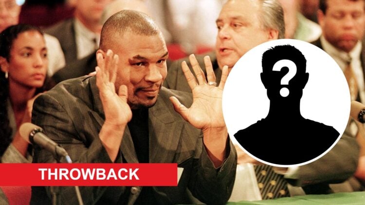 Mike Tyson next to his attorney in a 1998 court with a mystery insert to the right