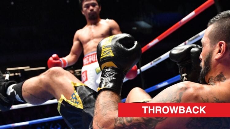 Manny Pacquiao stands over Lucas Matthysse after KOing him