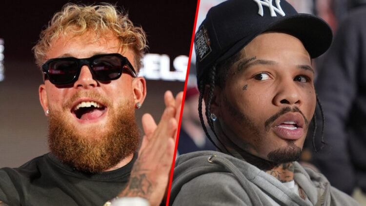 Jake Paul laughing at Mike Tyson press conference split with Gervonta Davis at press conference