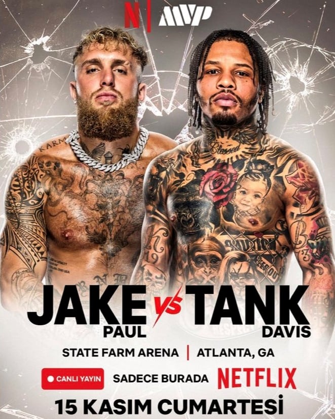 Jake Paul and Gervonta Davis on a fight poster for a fight on November 15th in Atlanta, Georgia