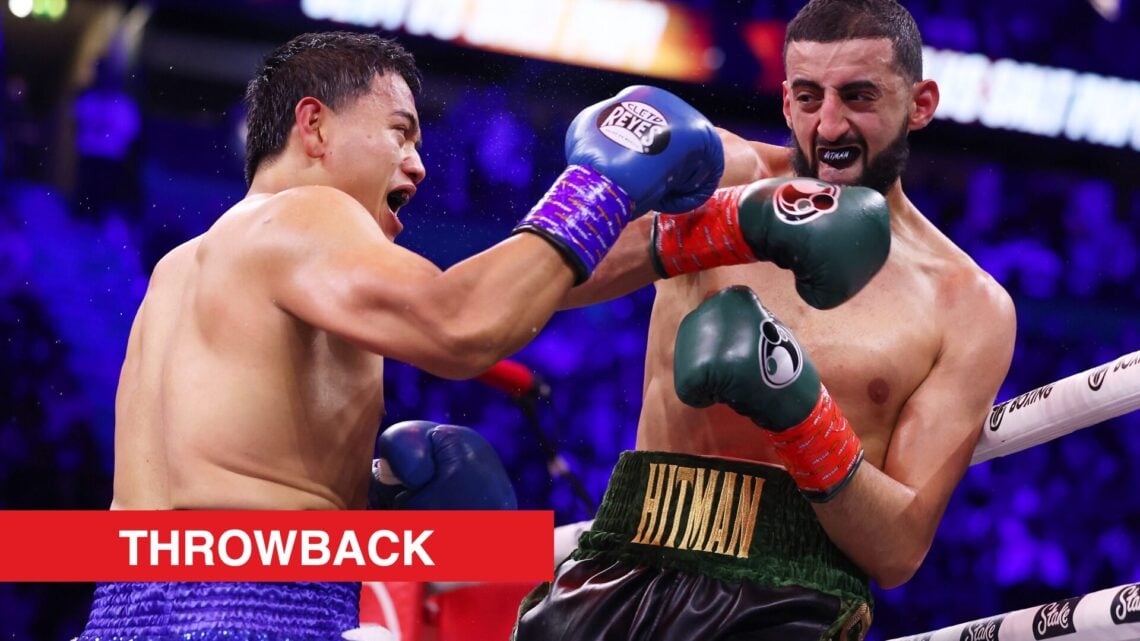 Image of Salt Papi throwing a punch at Slim with throwback label