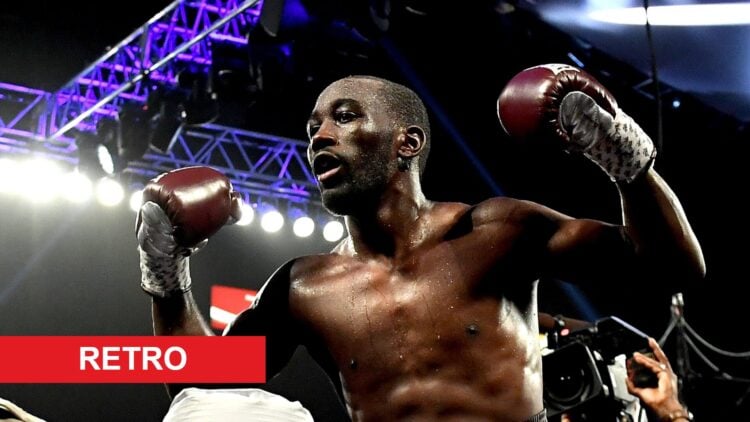 Terence Crawford celebrates after his knockout win over Jeff Horn in June, 2018