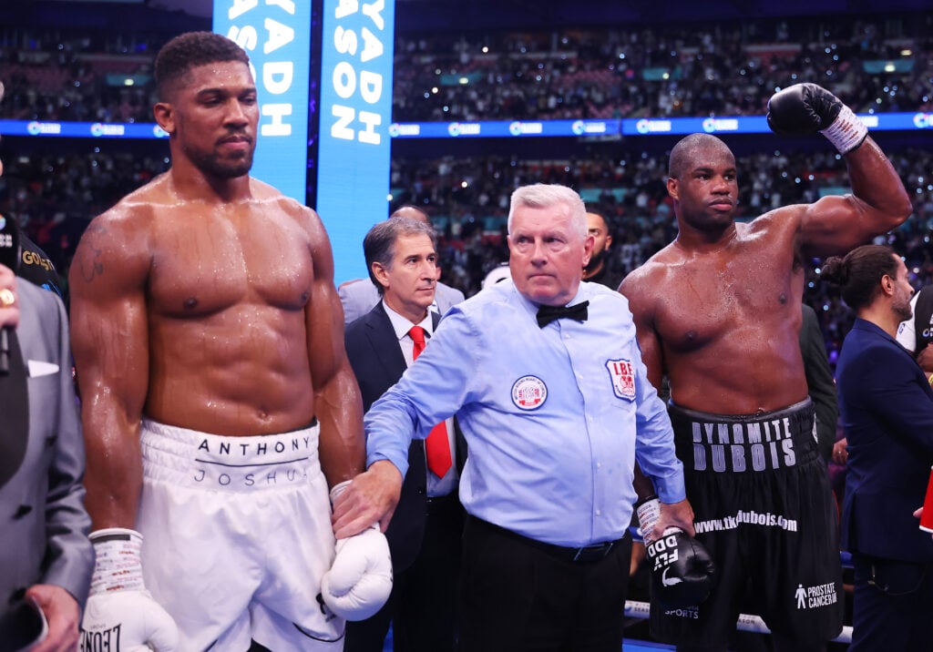 Anthony Joshua and Daniel Dubois after their fight