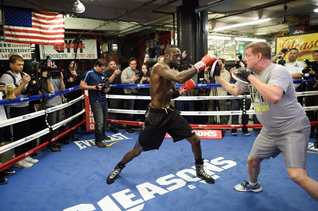 Deontay Wilder during a media workout