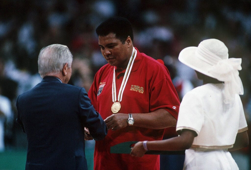 Muhammad Ali is awarded an Olympic gold medal at the 1996 Olympic Games