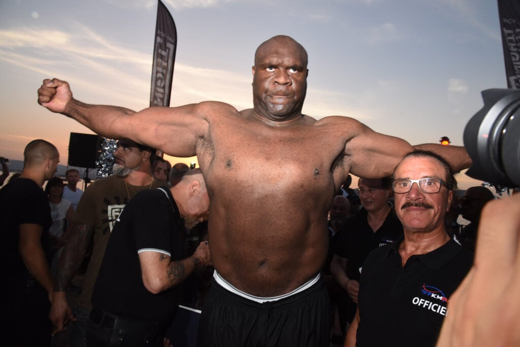 Bob Sapp flexes and pulls a face at a Saint-Tropez party