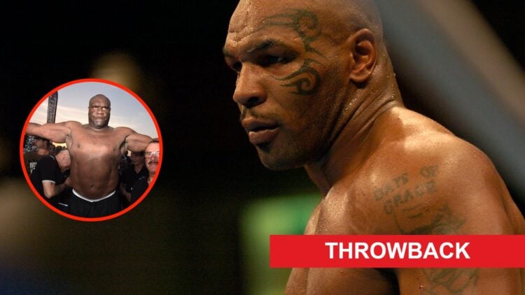 Mike Tyson during his fight with Danny Williams with an insert of Bob Sapp flexes and pulls a face at a Saint-Tropez party