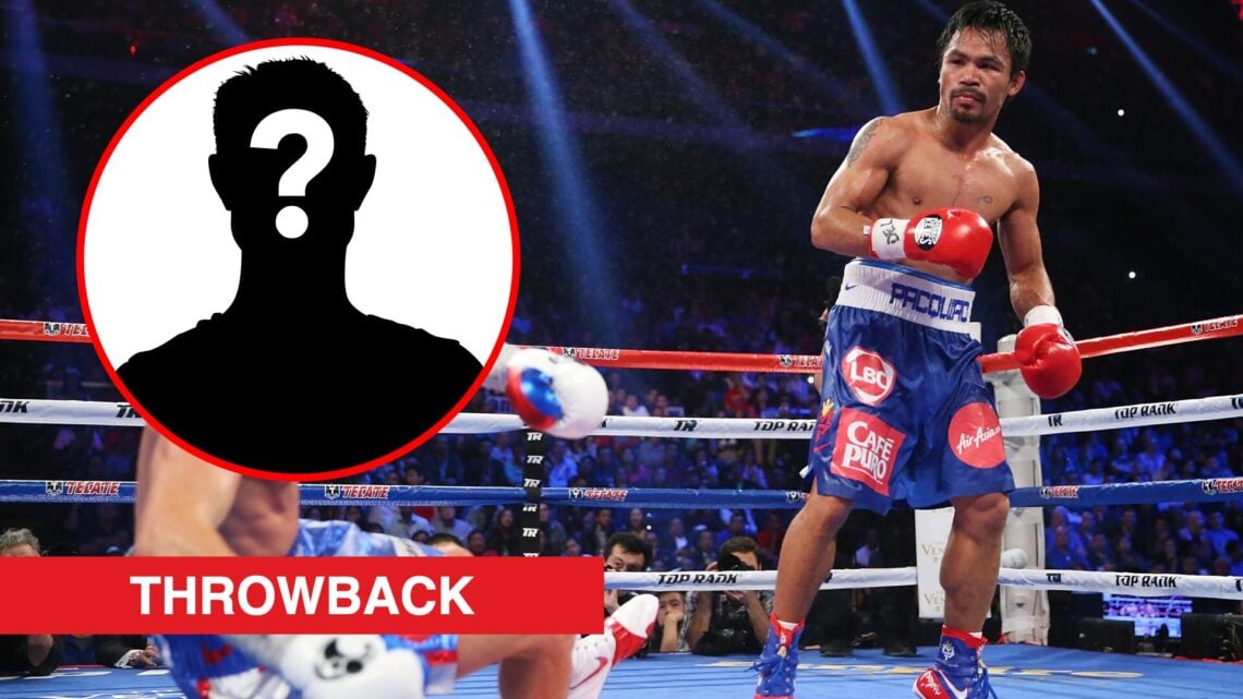 Manny Pacquiao drops Chris Algieri with inset of mystery silhouette