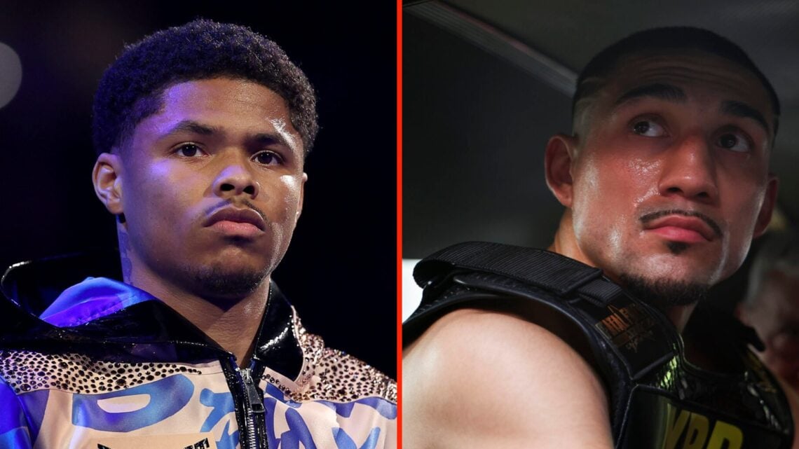Left: Shakur Stevenson makes his walk to the ring. Right: Teofimo Lopez arrives to the ring for his fight with Arnold Barboza Jr. in New York City ...
